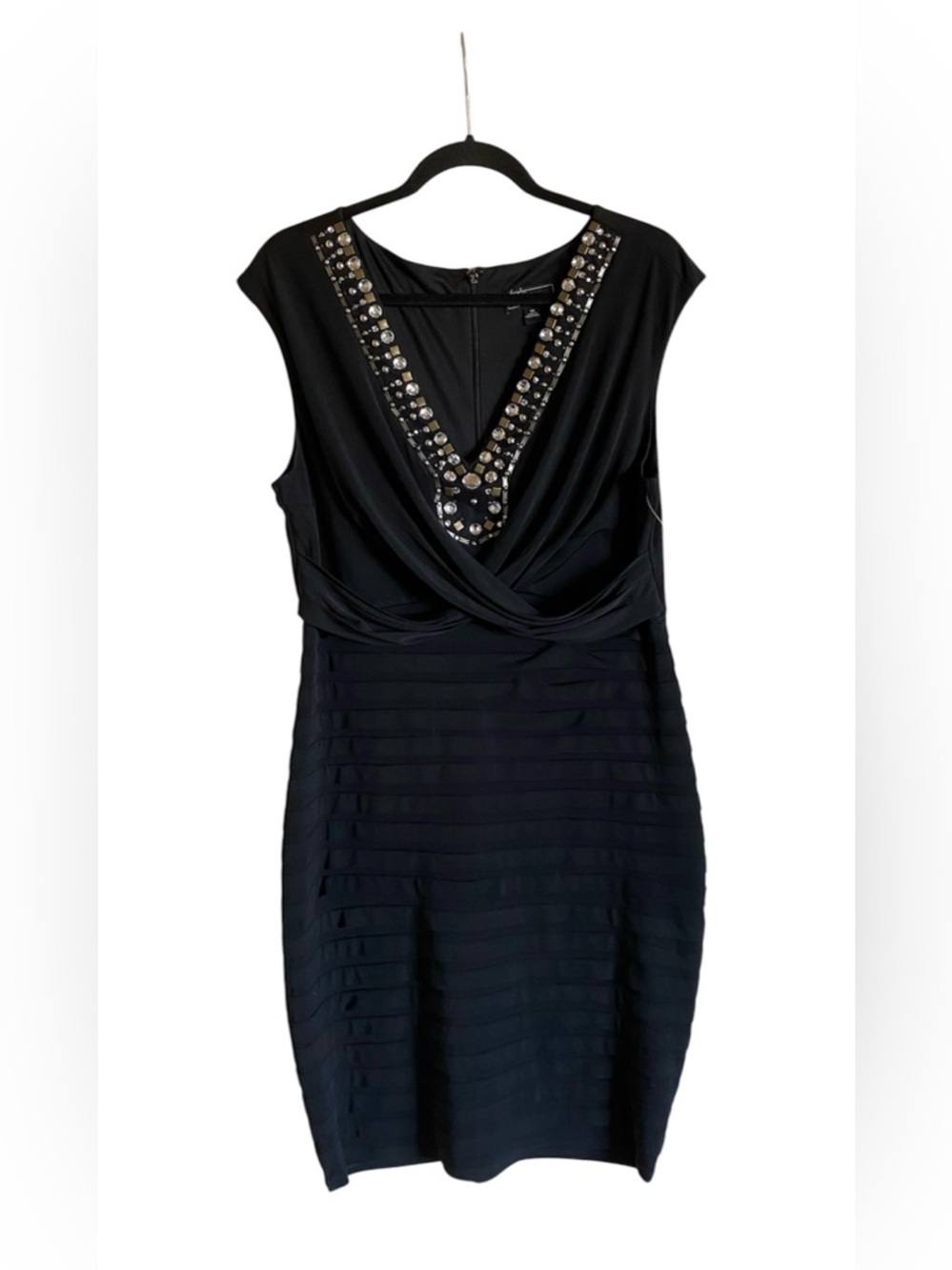 Women’s DRESSBARN COLLECTION Black Embellished Jeweled Dress Size 16